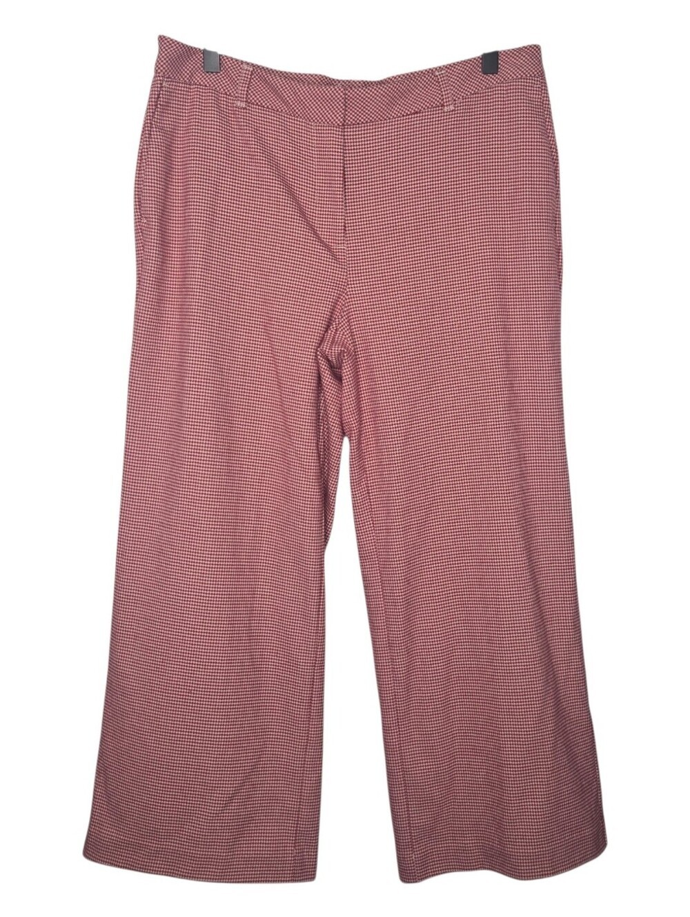 J Jill Womens Red Houndstooth Knit Wide Leg Crop Trouser Pants Size 12